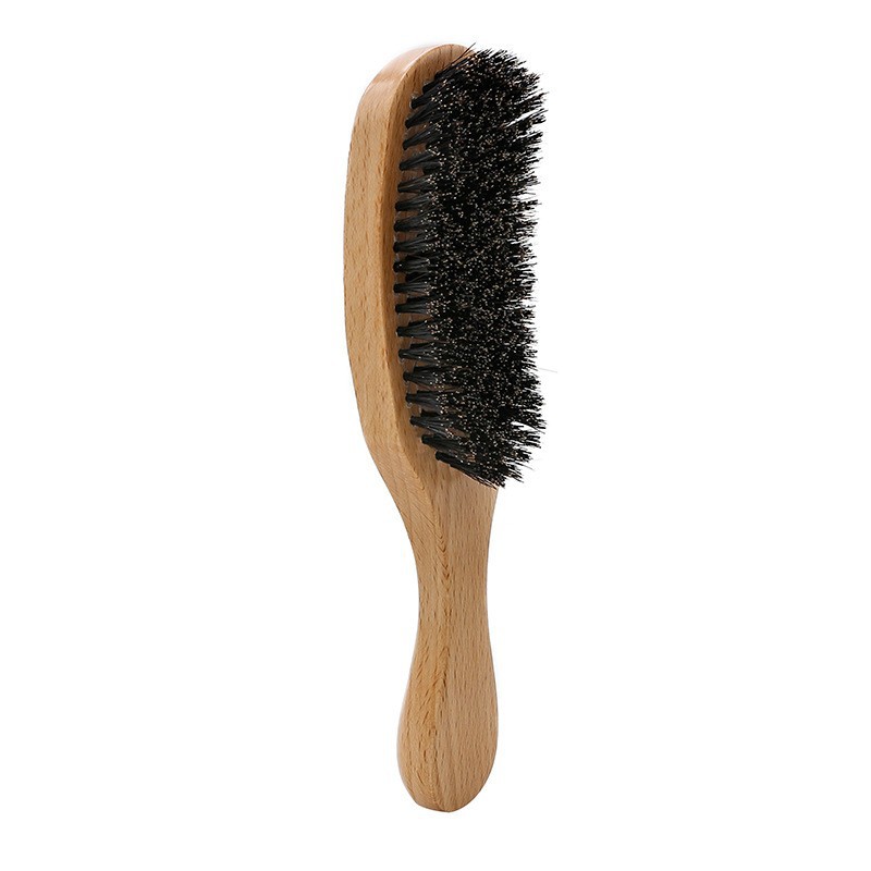 Cross-border hairdressing, pig's mane wave brush, curly hair brush, hair comb, beard comb, wooden handle, pig's mane, broken hair, oil sweeping head brush