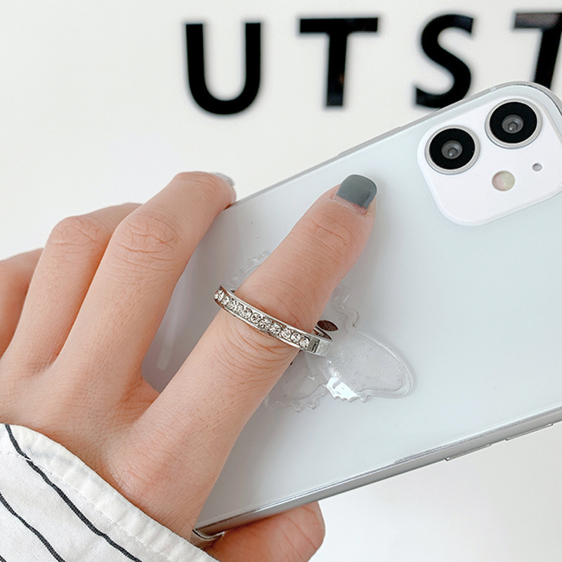 PC acrylic diamond ring transparent ring buckle crystal ring buckle holder transparent metal ring buckle mobile phone holder