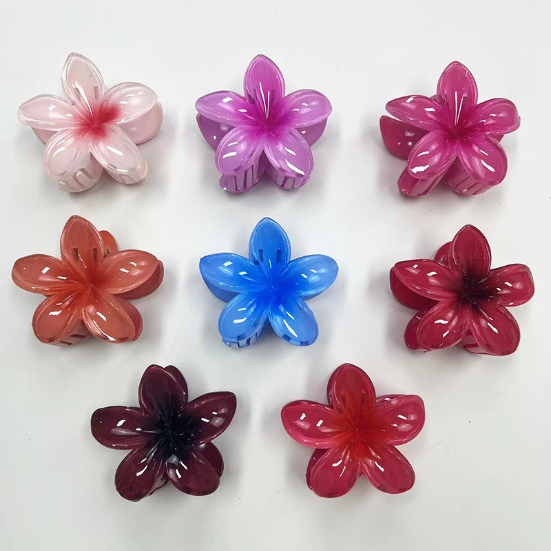 Cross-border egg flower gripper gradient candy color Flower Fashion holiday hot sale back head updo shark clip hair accessories_voghion.com