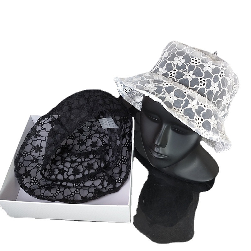 2022 Women's New Lace Fisherman Hat Korean-style All-match Trendy Summer Thin Flower Hollow-out Sunscreen Sun Hat