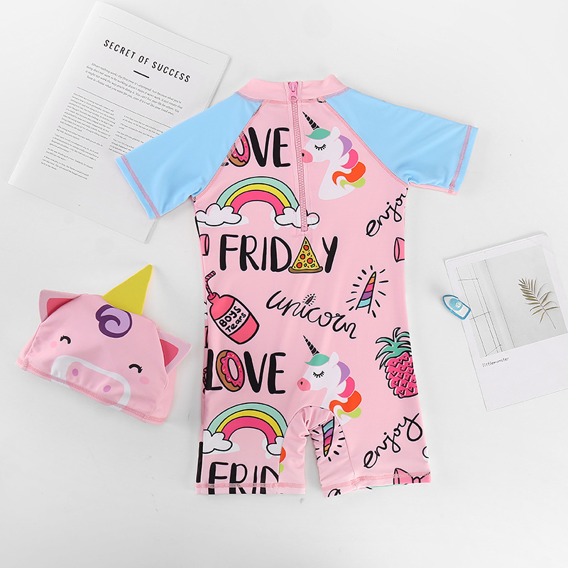 Cute Cartoon Girls' Surf Clothes Ins Girls Swimming Trunks for Small, Medium and Large Kids Baby Quick-drying Sunscreen Children's Swimwear