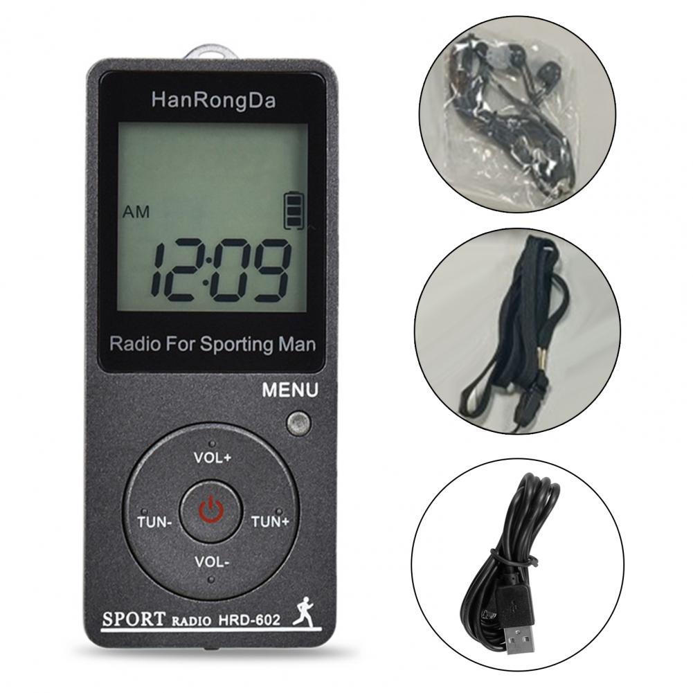 HRD-602 portable mini FM/AM FM digital sports radio pedometer charging receiving meeting