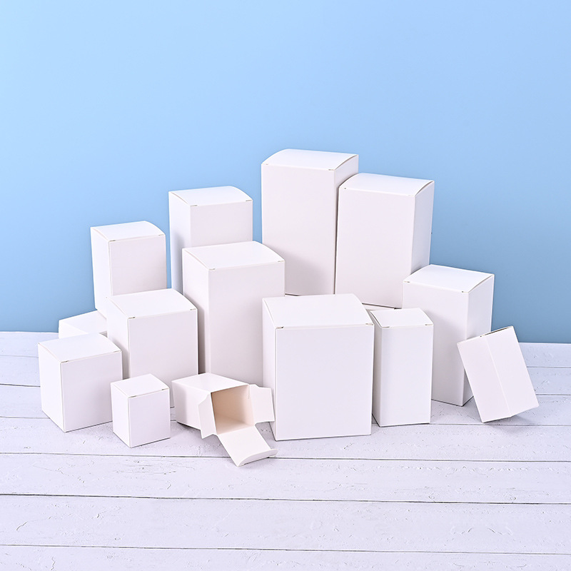 In stock thick small white box wholesale universal cosmetics packaging folding white cardboard box small batch color box custom