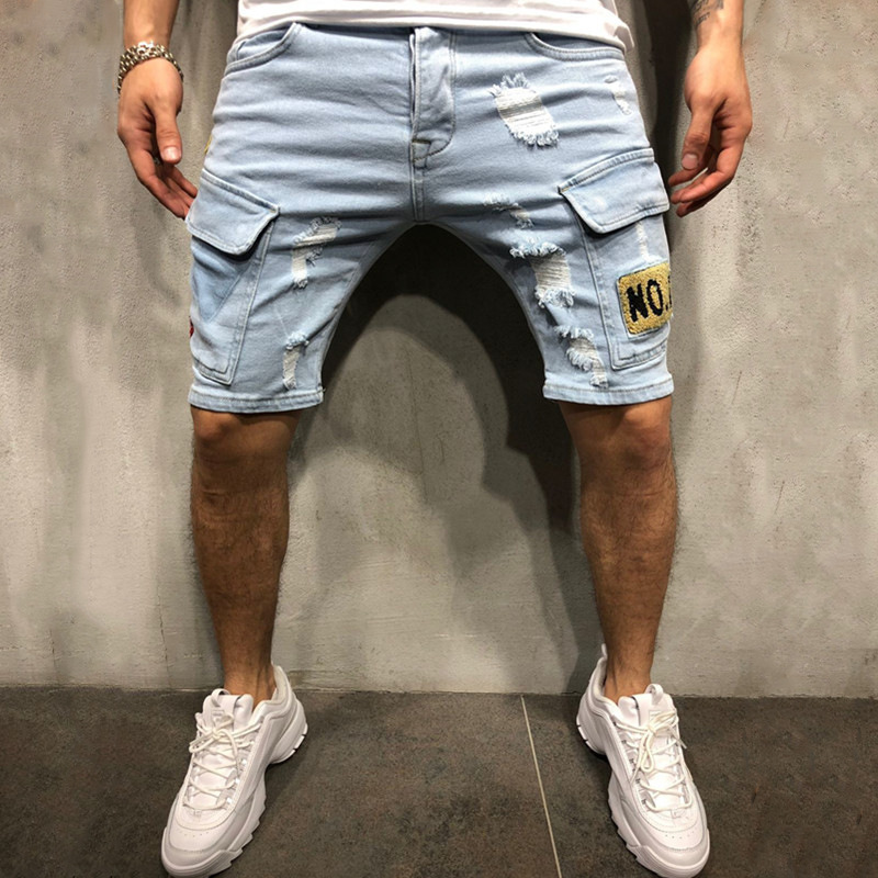 2021 European and American Men's Jeans New Ripped Slim-fit Men's Shorts Cross-border Trade Men's Casual Shorts Trendy