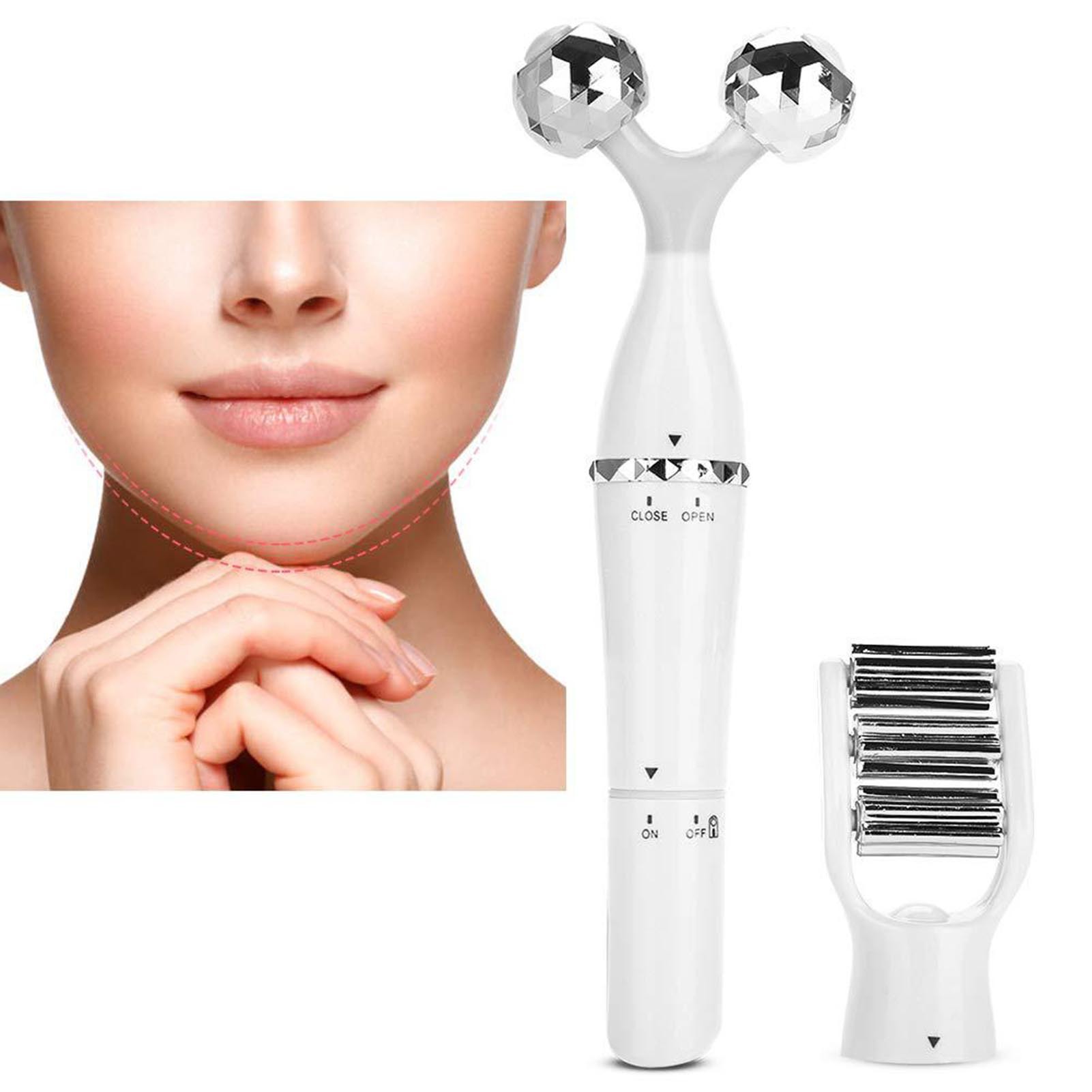 Three-in-one roller V face artifact 3D electric face massager lifting and tightening micro-current beauty instrument face-lifting instrument