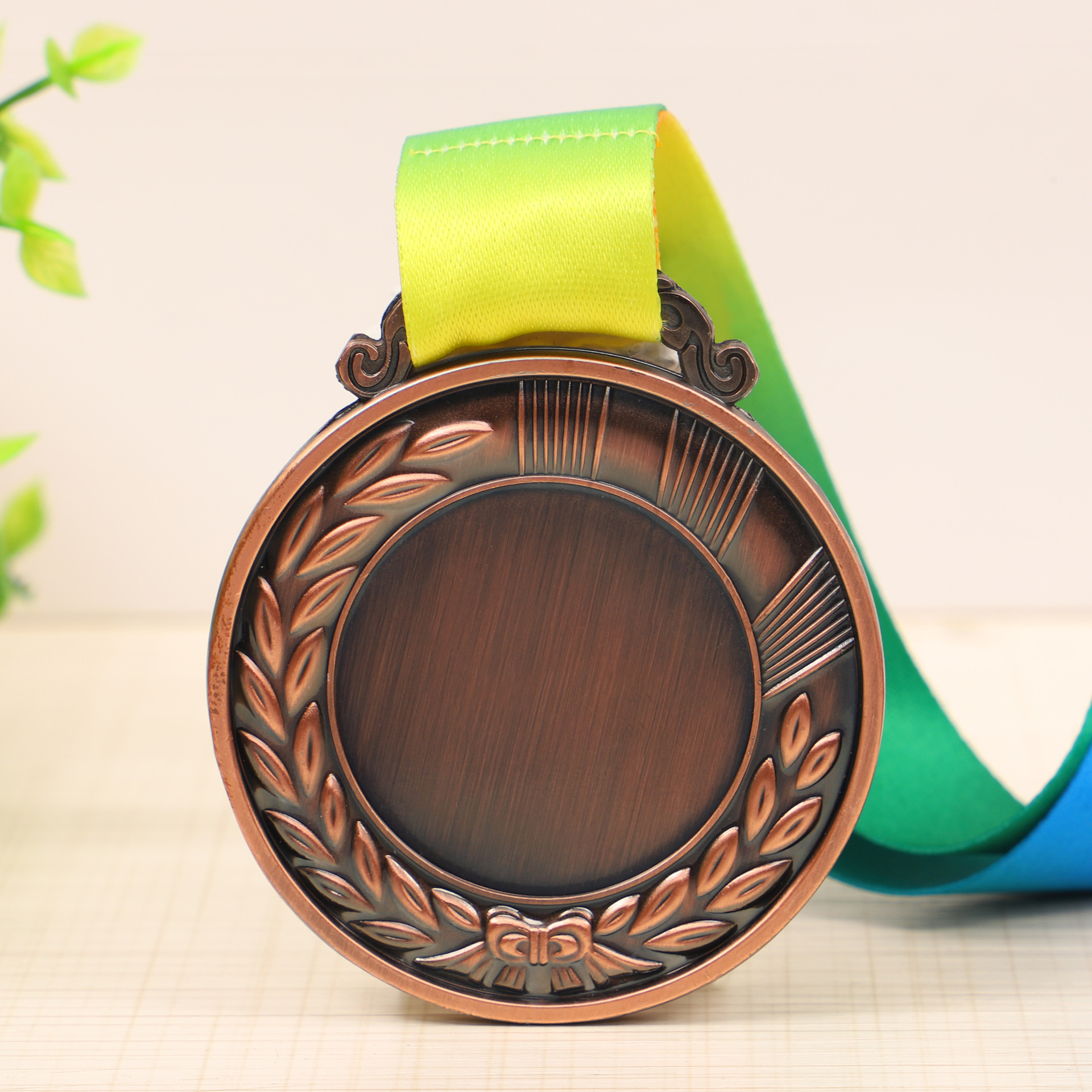 Wheat Ear Small Medals Listed with Color Belt Engraving Production Spot Activities Competition Commemorative Award Metal Medals