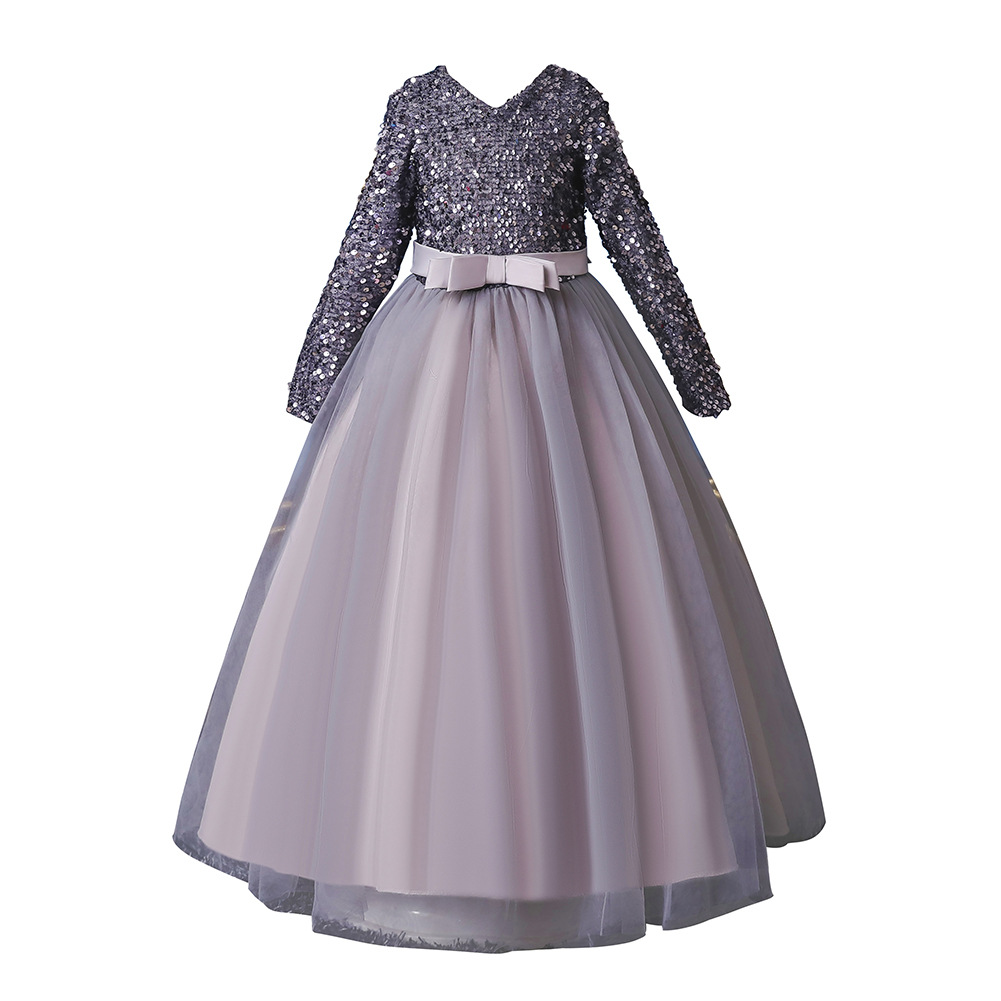 Amazon new children's dress princess dress ins girls long sequins dress children's clothing wholesale