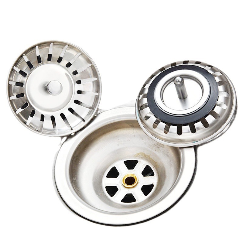 Kitchen stainless steel sink drainer cover basket cage sealing cover vegetable basin filter cover switch drain