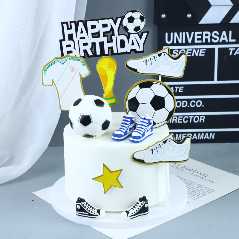 World Cup Cake Card Soccer Cake Plug-in Basketball Flag Ornaments Sneakers Shoe Box Baking Pack