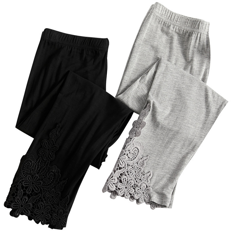 2023 Lace Summer Leggings Women's Thin Capri Pants Women's Slimming Slim-Fit Modal Summer Stretch Large Size