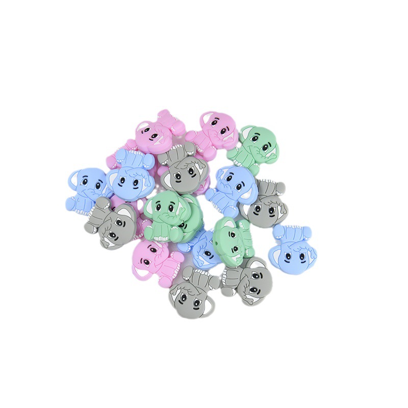 Cross-border silicone new animal beads cartoon tooth glue accessories loose beads baby food grade silicone beads manufacturers wholesale