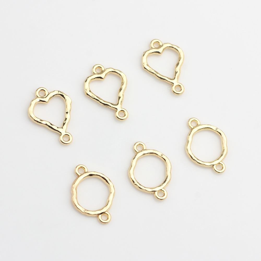 Fashion simple wind love round double hanging hollow pendant diy Handmade Jewelry earrings accessories material