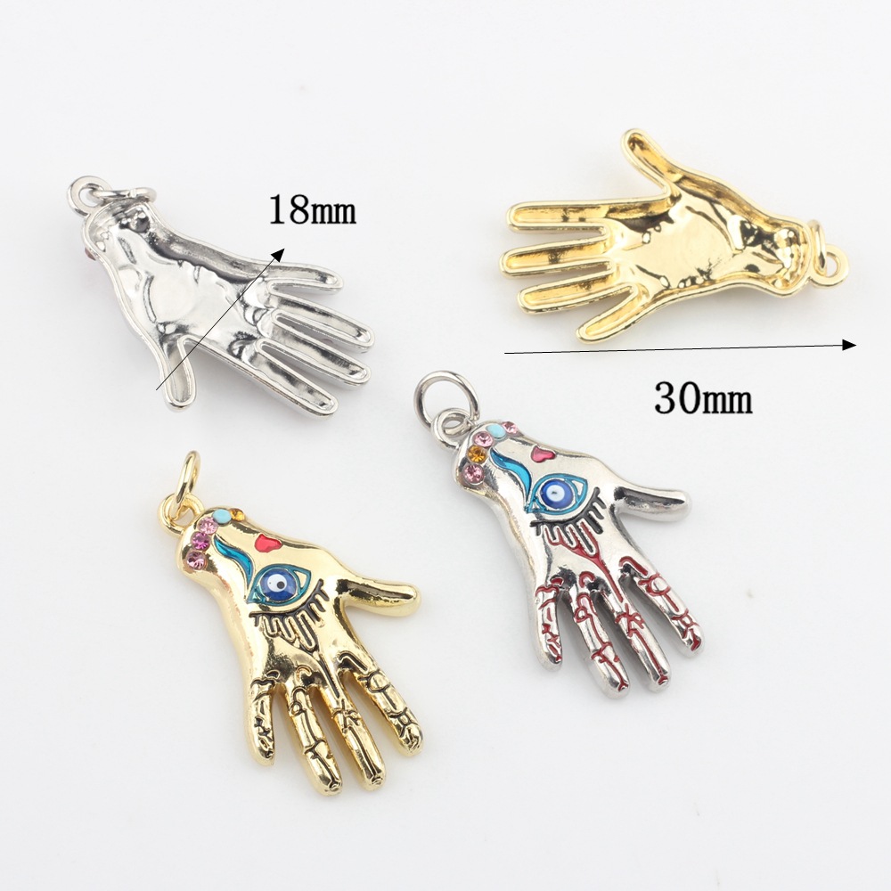 European and American alloy dripping oil point diamond palm finger small pendant pendant DIY popular fashion earrings jewelry accessories