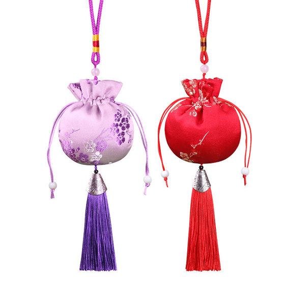 Round Carry-on Bag Sachet Empty Bag Chinese Style Embroidered Tassel Plum Blossom Gift Car Pendant Sachet Bag Bag Bag