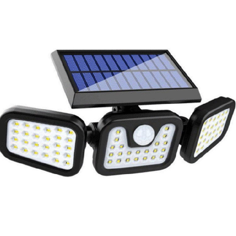 Солнечная индукция 74LED с тремя головками вращающийся настенный светильник наружное Управление освещением водонепроницаемое дорожное освещение двор уличный свет