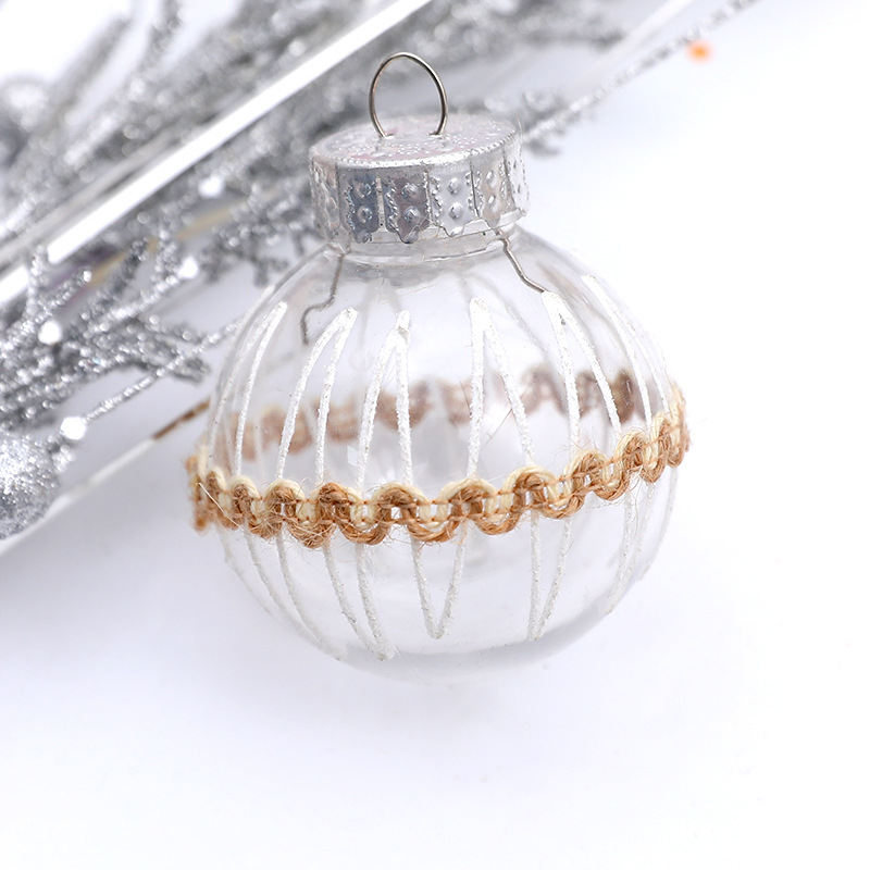 New Christmas ball transparent ball pendant pet boxed 6cm7cm hollow round seamless plastic Christmas decoration