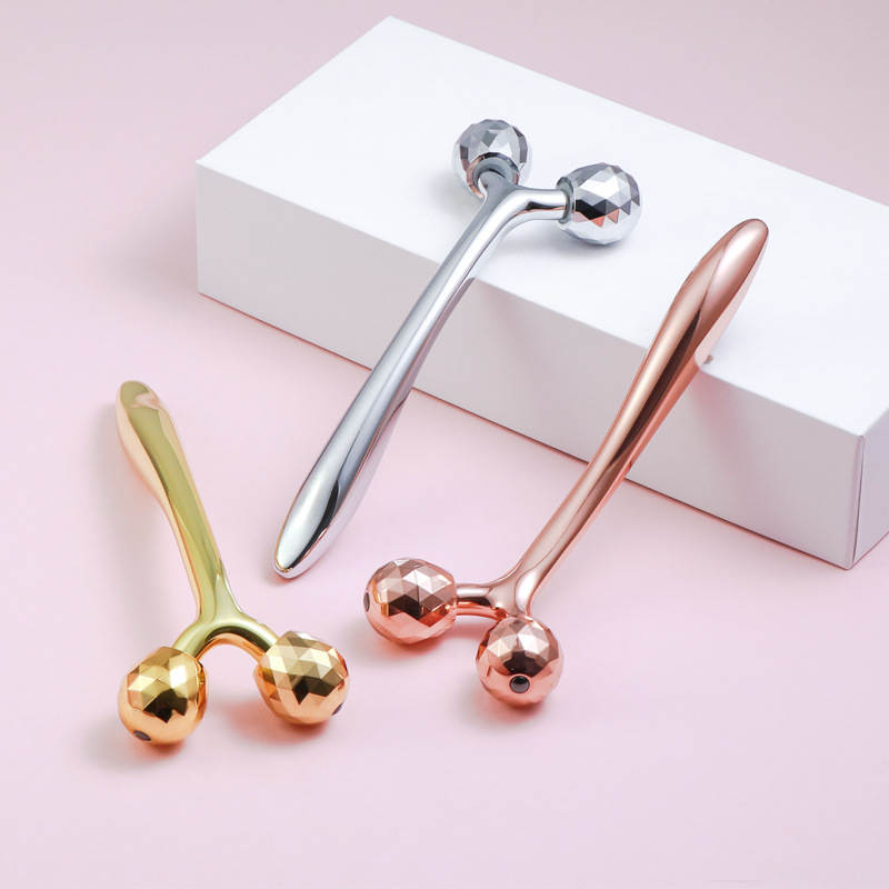 Metal Face Roller Massage Stick Household Facial Face Slimming Instrument 3D Roller Neck Massage Stick Skin Care Beauty Stick