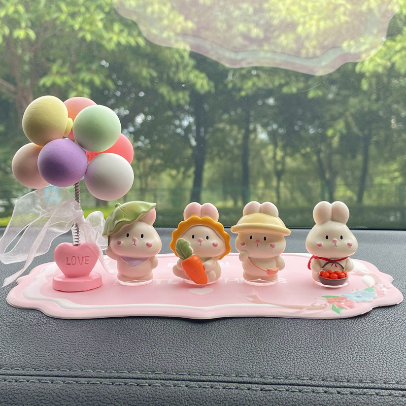 Cute rabbit car ornaments creative car home desktop cake decorations car center console accessories