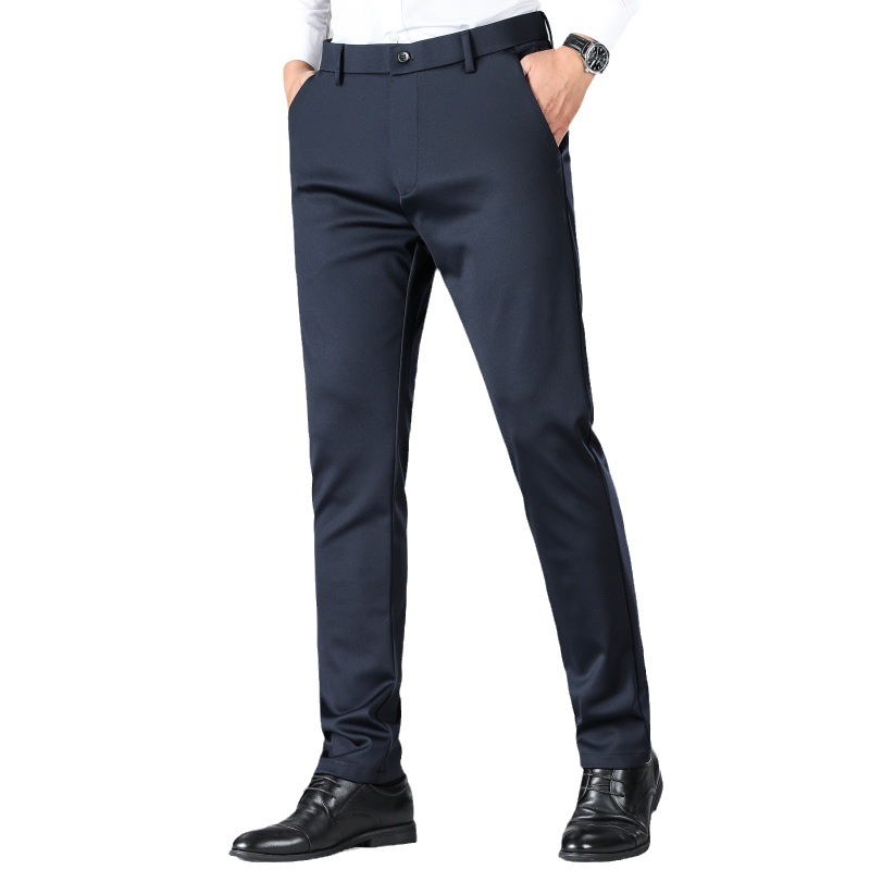High-end pants men's autumn new slim straight business casual men's pants non-ironing anti-wrinkle stretch black suit pants men