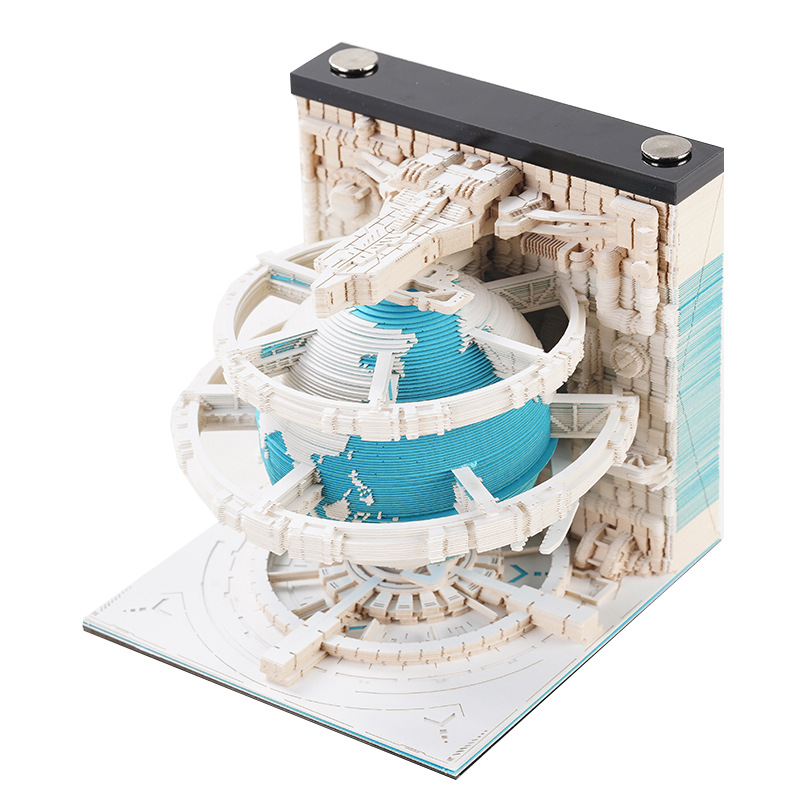 [Space Science Fiction] Paper Carving Earth Calendar 3D Stereoscopic Post-it Notes Creative High Color Value Hand Tear Post-it Notes