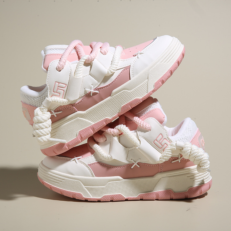 Bread shoes women's 2023 new white shoes spring and autumn women's shoes sneaker height increasing shoes all-match casual platform shoes