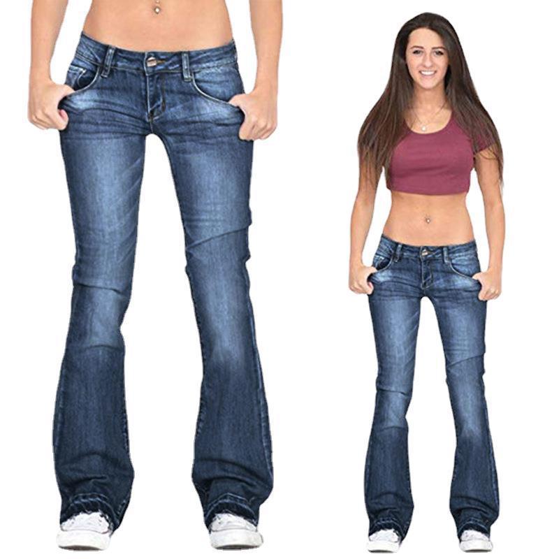 Cross-border European and American e-commerce women's all-match tights hot-selling micro-flared pants solid color trendy pants jeans women