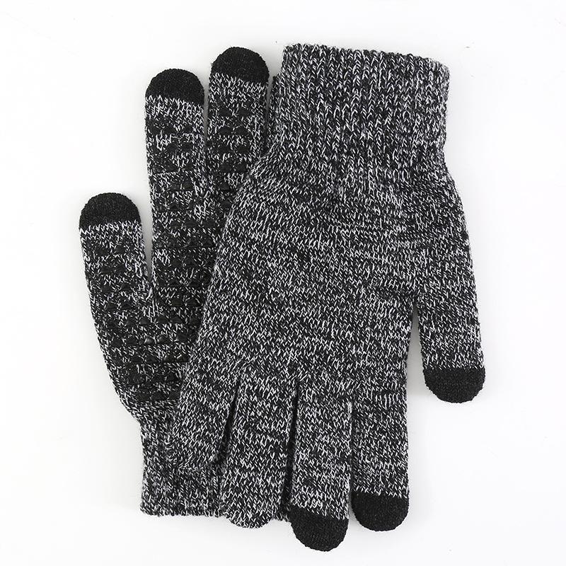 Cross-border Amazon gloves winter men's and women's fleece-lined plus size running outdoor cycling touch screen knitted warm gloves