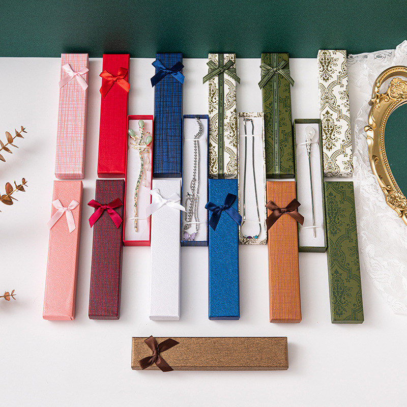 Factory in stock wholesale rectangular jewelry necklace box hairpin jewelry box bookmark pen box bow jewelry gift box