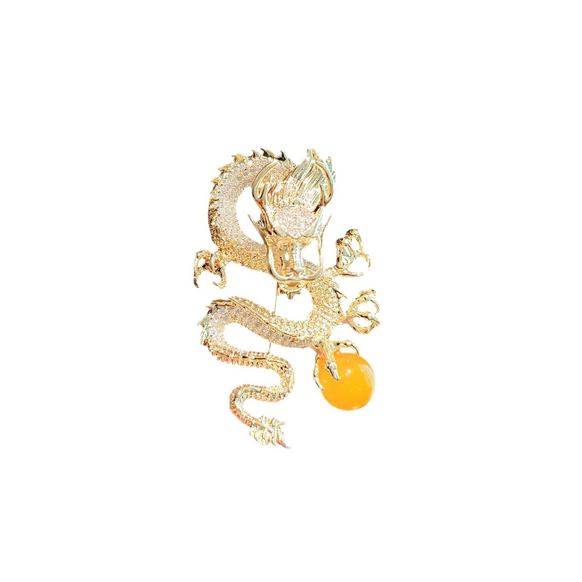 Golden Zodiac dragon brooch luxury national fashion suit corsage vintage rhinestone accessories 2023 new coat pin buckle