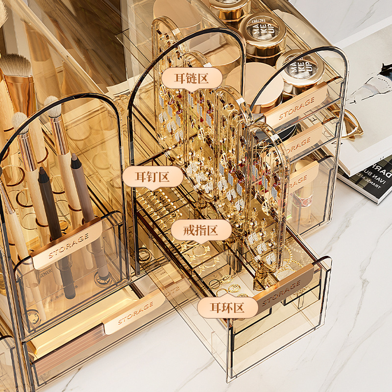 Light Luxury Cosmetics Storage Box Household Large Capacity Skin Care Storage Box Anti-Dust Desktop Lipstick Storage Box