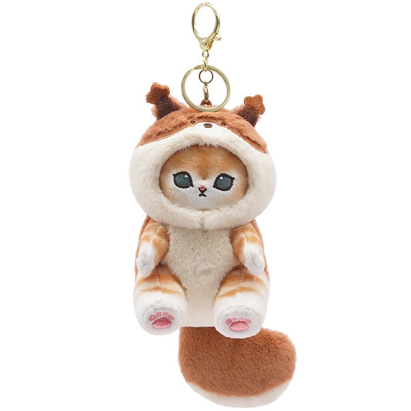 Genuine mofusand Cat Fosandi Shark Cat Dress-up Little Raccoon Squirrel Panda Plush Doll Pendant Pendant