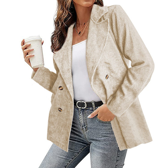 Amazon Independent Station Hot Selling European and American Women's Top 2022 Autumn and Winter New Jacket Solid Color Suit Button Jacket