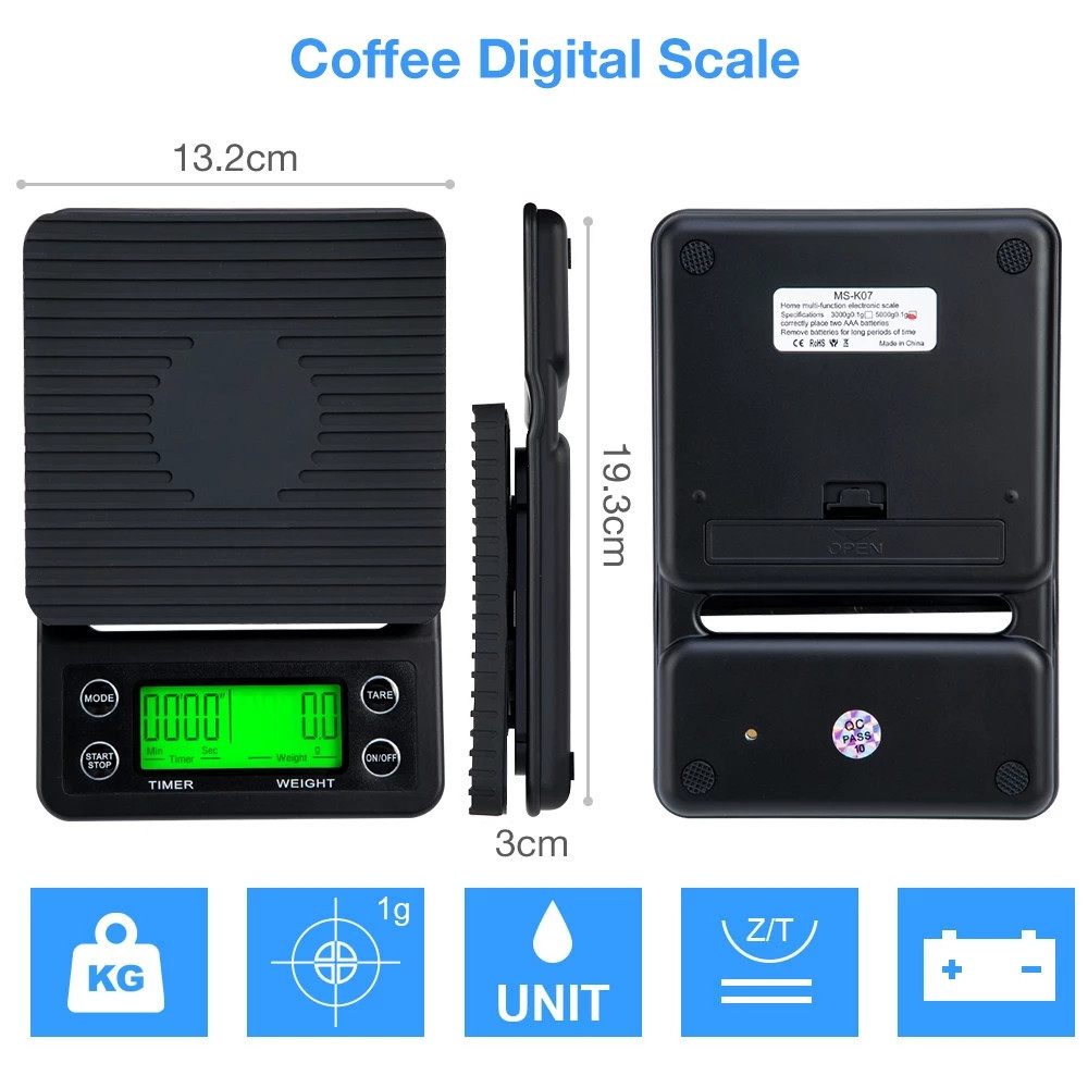Smart New Coffee Scale Timing Electronic Scale Kitchen Mini Precision Timing Scale Pocket Weight Weighing Baking Scale