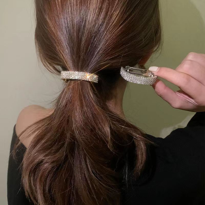 超光沢のあるラインストーンのヘアクリップ甘い多用途ニッチデザインアークヘアピンヘアアクセサリーイン帽子ファッショナブルなヘアグリップ|undefined