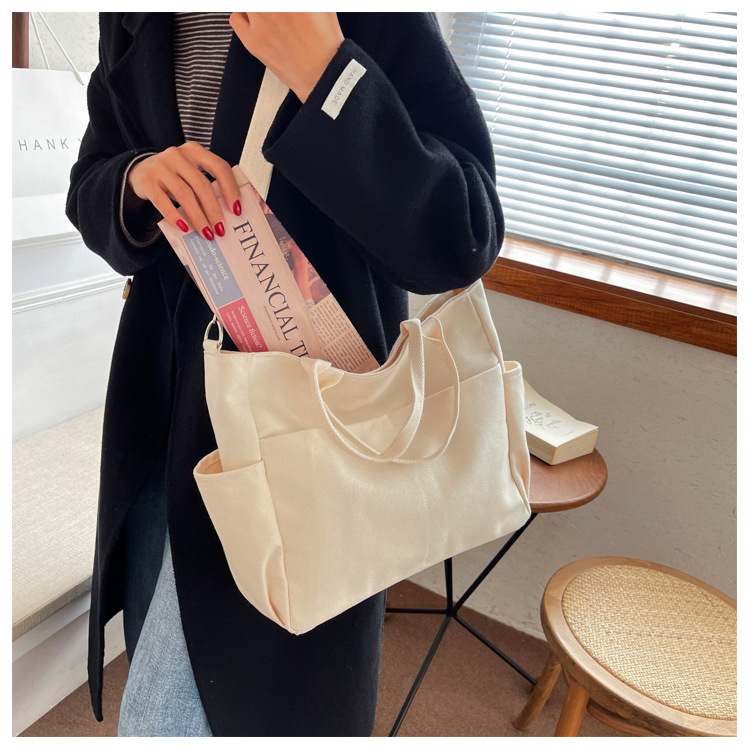 Damentasche Großhandel Große Kapazität Trendy Modische Canvas Tasche Koreanische Ins Style Retro Einfache Pendeln Casual Umhängetasche_voghion.com