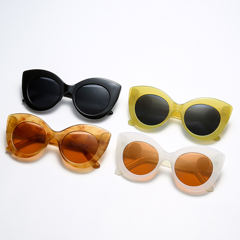 New Fashion Cat's Eye Large Frame Sunglasses Internet Celebrity Street Shooting Candy Color Pearl Glasses Women's Trendy Sunglasses s21223