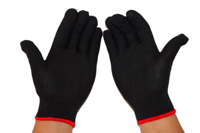 Factory wholesale large black 13-pin nylon gloves embryo breathable anti-wear work labor protection gloves