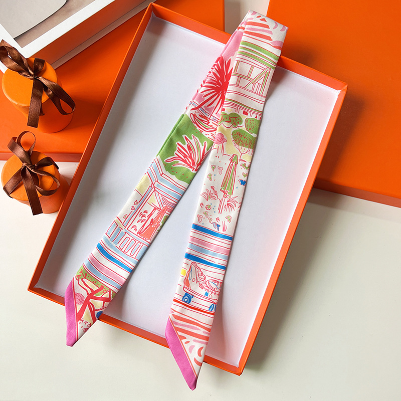 Silk Scarf Tie Bag 2023 Spring and Summer New Scarf Bag Decoration All-match Small Long Hair Band Ribbon Hair Band Wrapping Bag