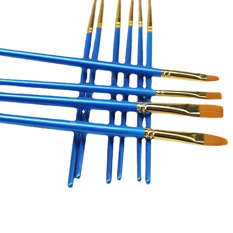 Blue 10 Pack Art Brush Gouache Arranging Brush Set Nylon Oil Painting Gouache Brush Watercolor Painting Brush