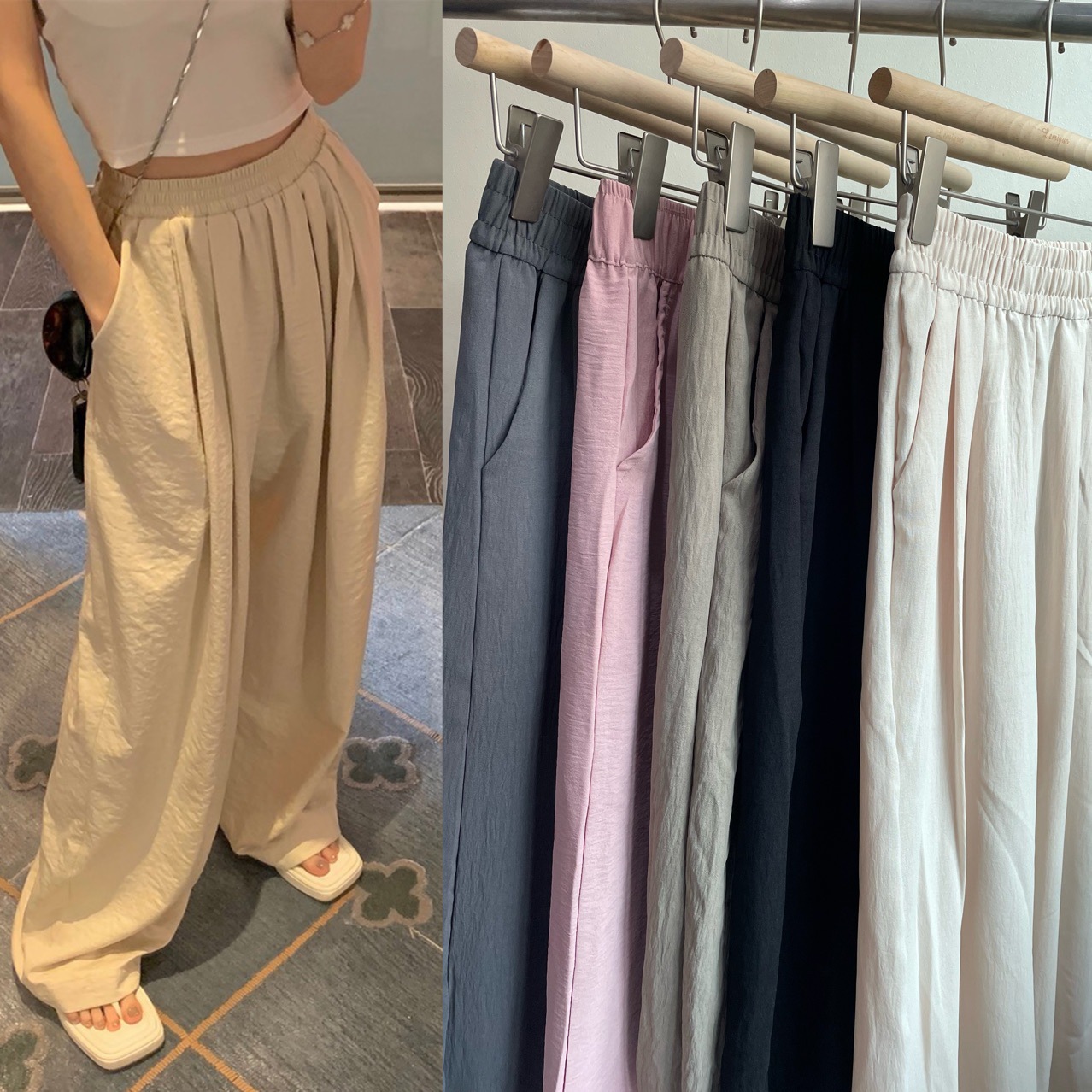 Loose pleated texture Tencel wide-leg pants women's Yamamoto pants summer walking shaking pants casual Japanese style lazy style