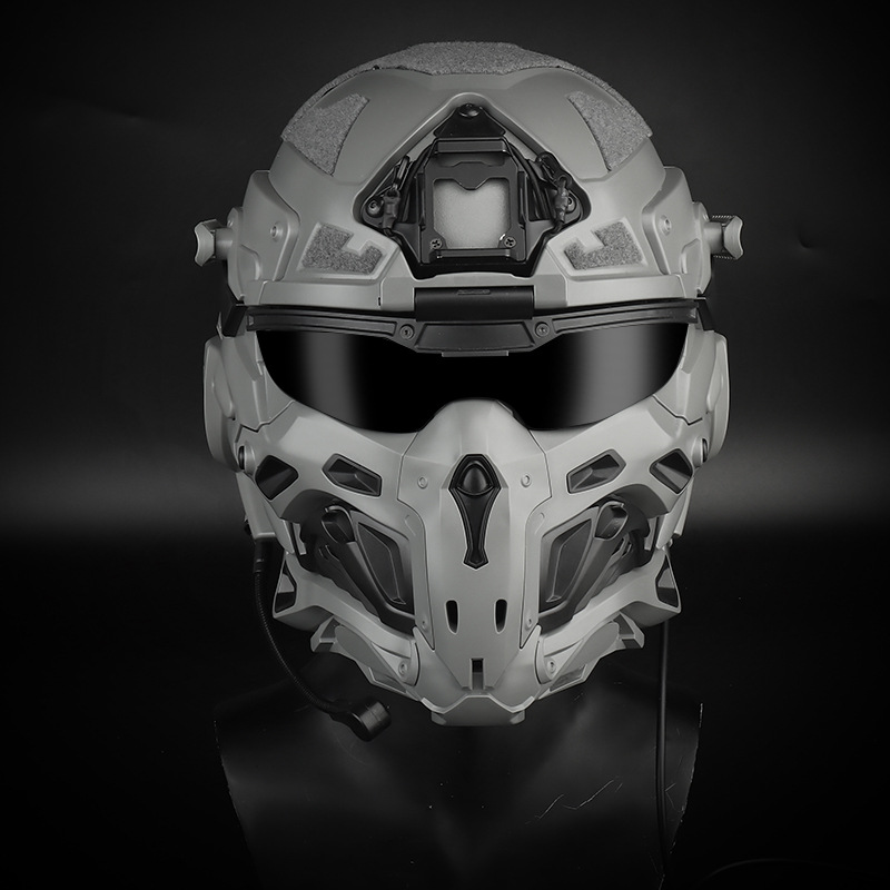 WoSporT built-in communication headset anti-fog fan replaceable lens W assault solid color helmet
