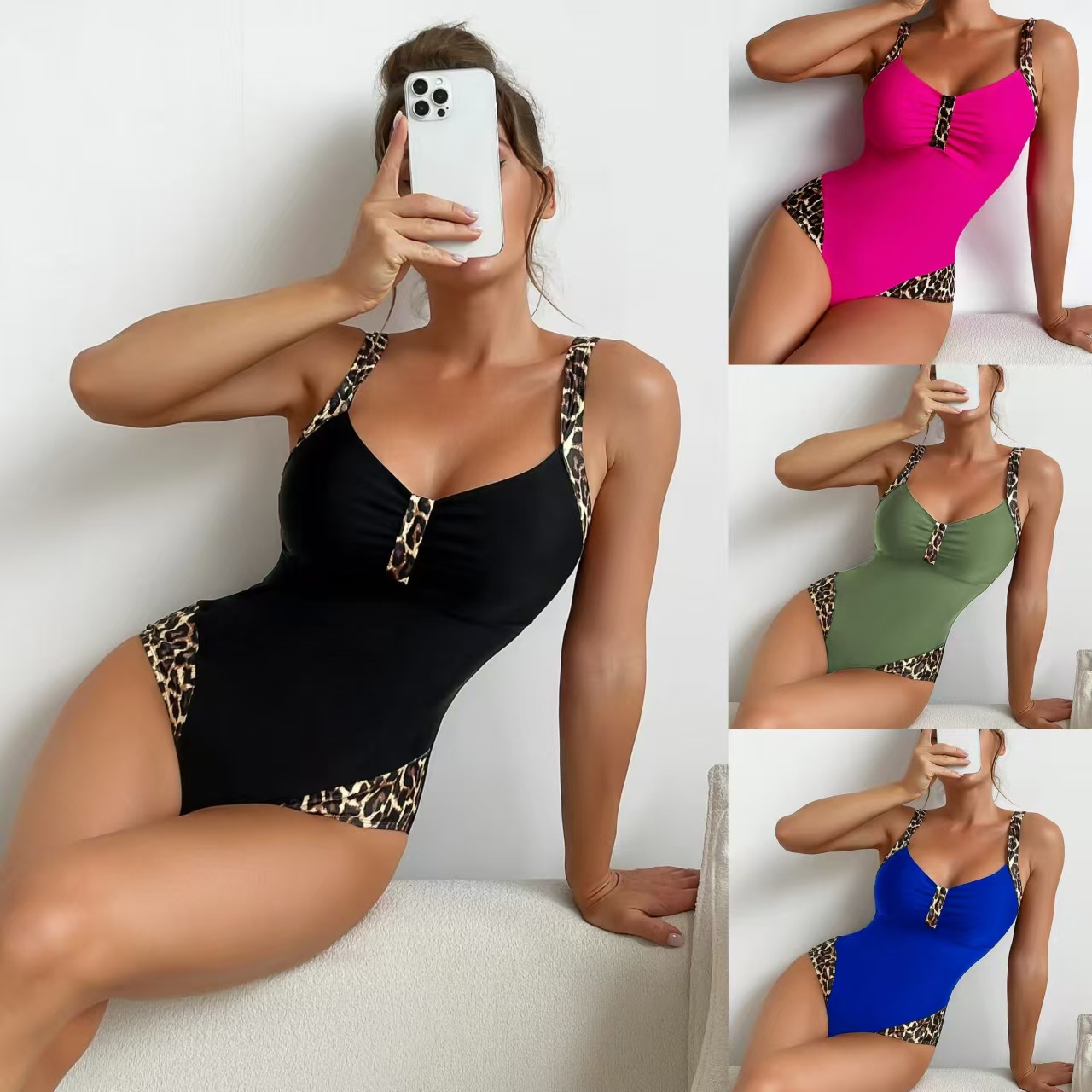 2024 new European and American foreign trade swimwear ladies one-piece bikini Amazon sexy tight swimsuit manufacturers wholesale