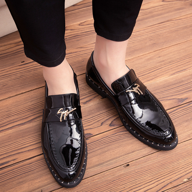 Chaussures pour hommes, chaussures décontractées britanniques, cuir verni, pointues, chaussures en cuir à la mode, chaussures paresseuses à enfiler, chaussures Bean_voghion.com