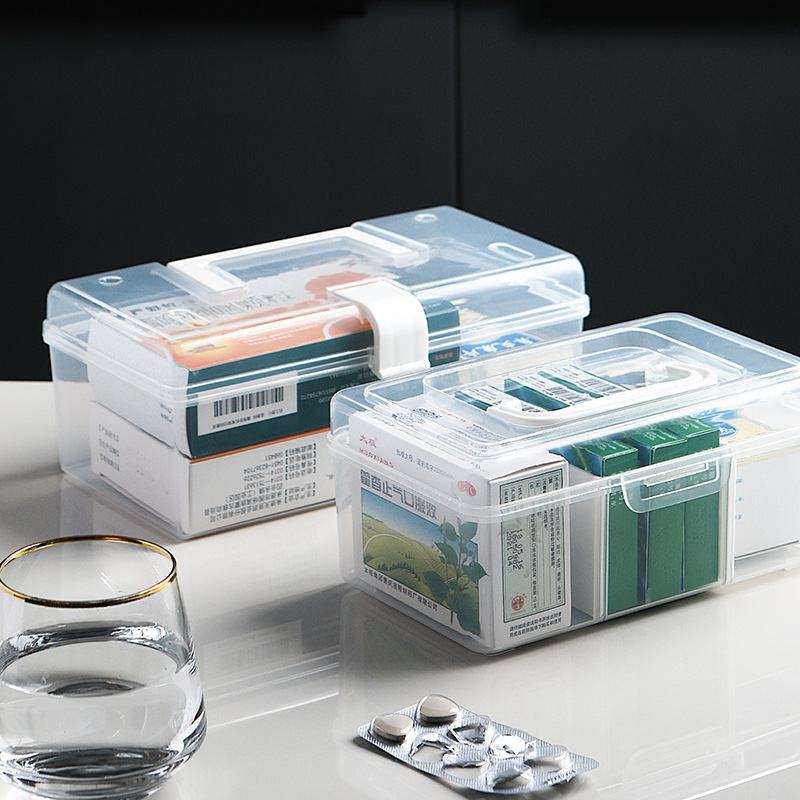 Small Medicine Box Dormitory Drug Emergency Storage Box Household Medicine Box Household Portable Transparent Baby Medicine Box