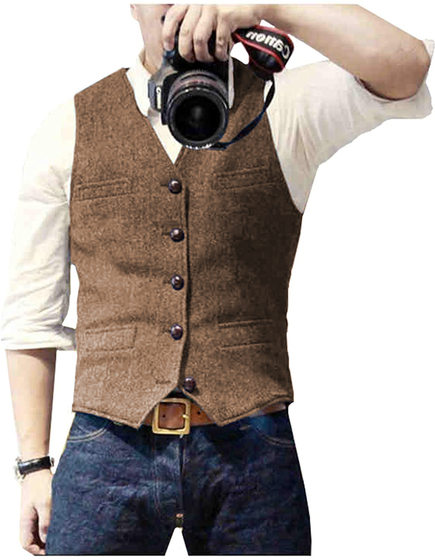 Men's Vest Amazon Blast Herringbone Vest Light Business Casual British Style Vest Vest Factory in stock