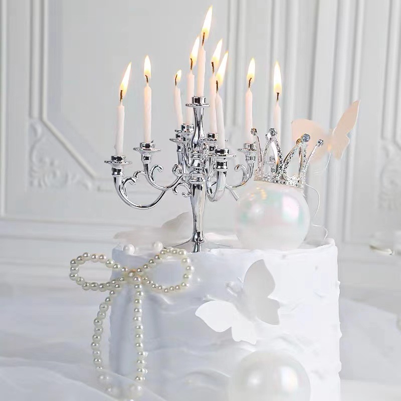 European Retro Birthday Candlestick Ornaments Baking Cake Candlestick Decoration Birthday Candle Internet Celebrity Ornament Baking Accessories