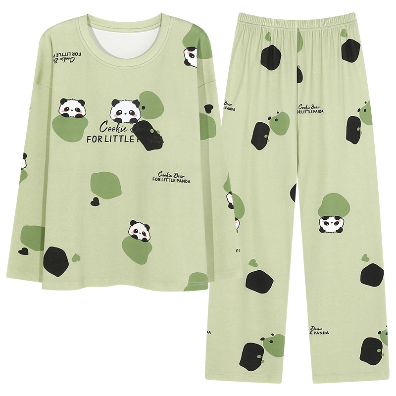 Chest pad anti-bump pajamas women's one-piece spring and autumn long-sleeved trousers home girl young women's homewear set