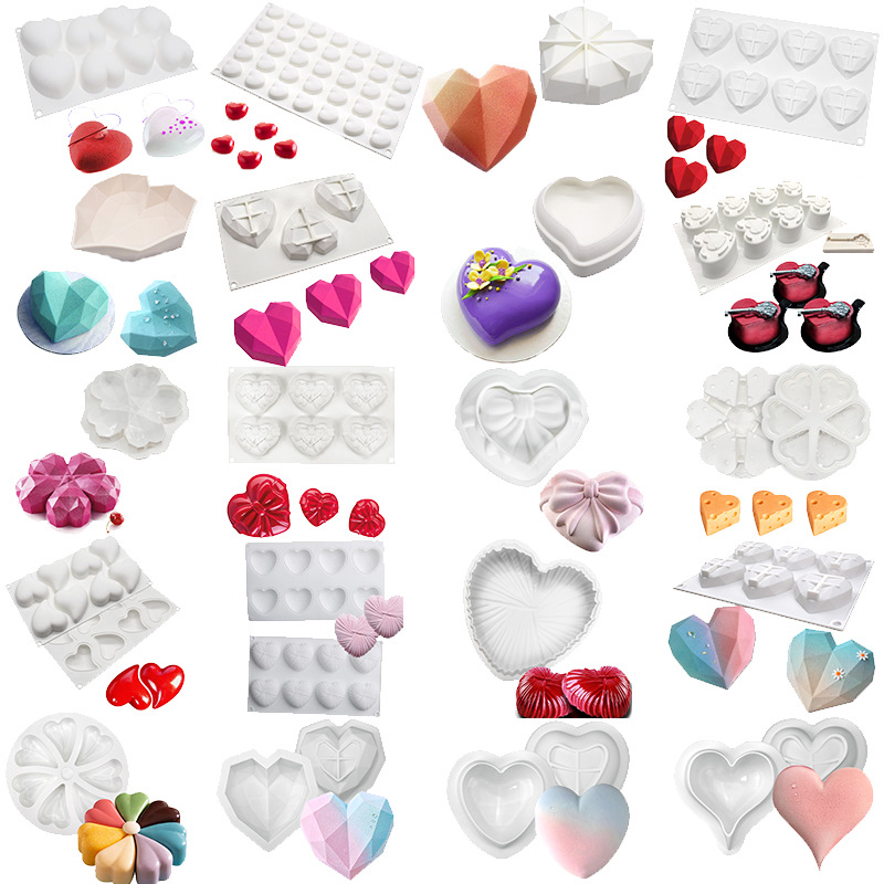 Diamond mousse mold Valentine's Day heart-shaped silicone mold French dessert silicone cake mold diy baking utensils