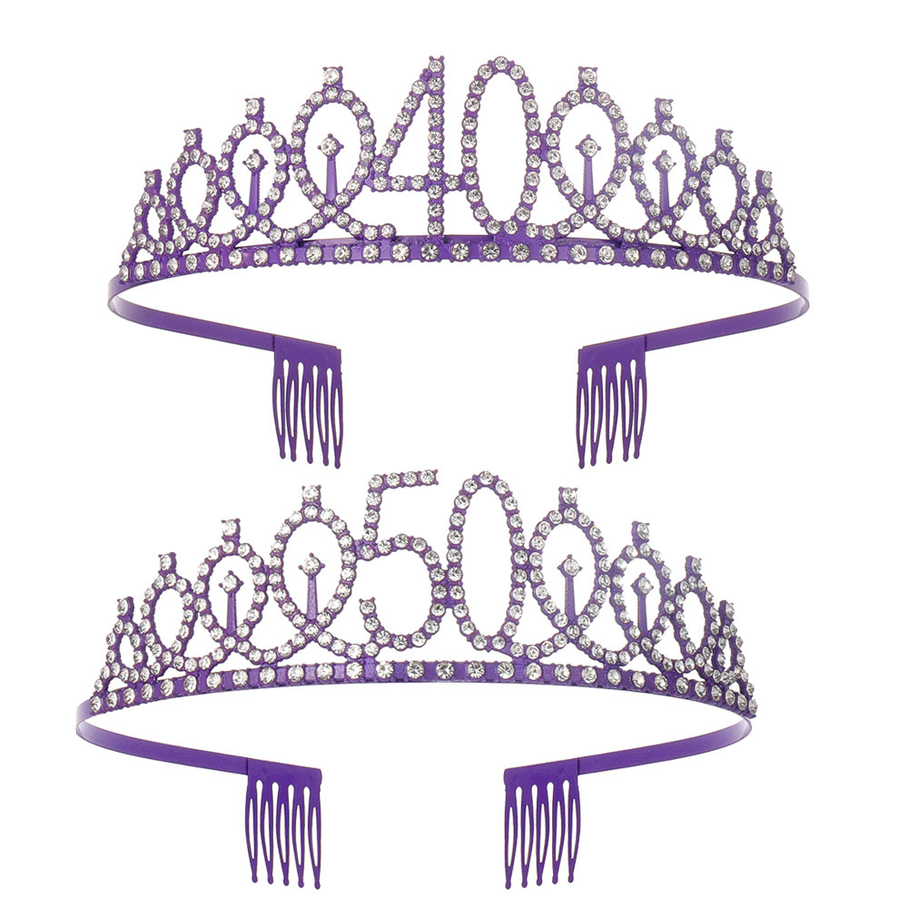 Spot Birthday Shiny Crown Girl Rhinestone Hair Band Belt Queen Etiquette Belt Birthday Decoration Party Supplies