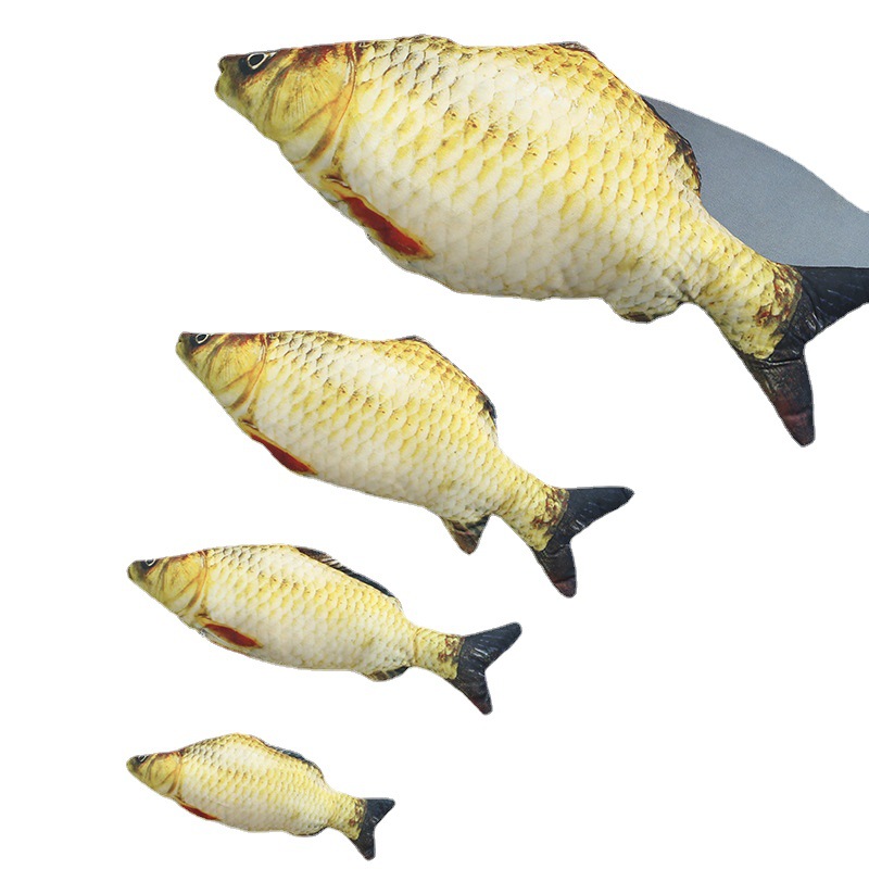 Creative imitation fish cat bite toy doll plush toy catnip fish molars funny cat stick cat toy